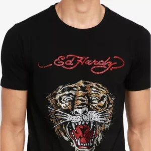 T-shirt Ed Hardy X Rhinestone Tiger “BLING” black rare